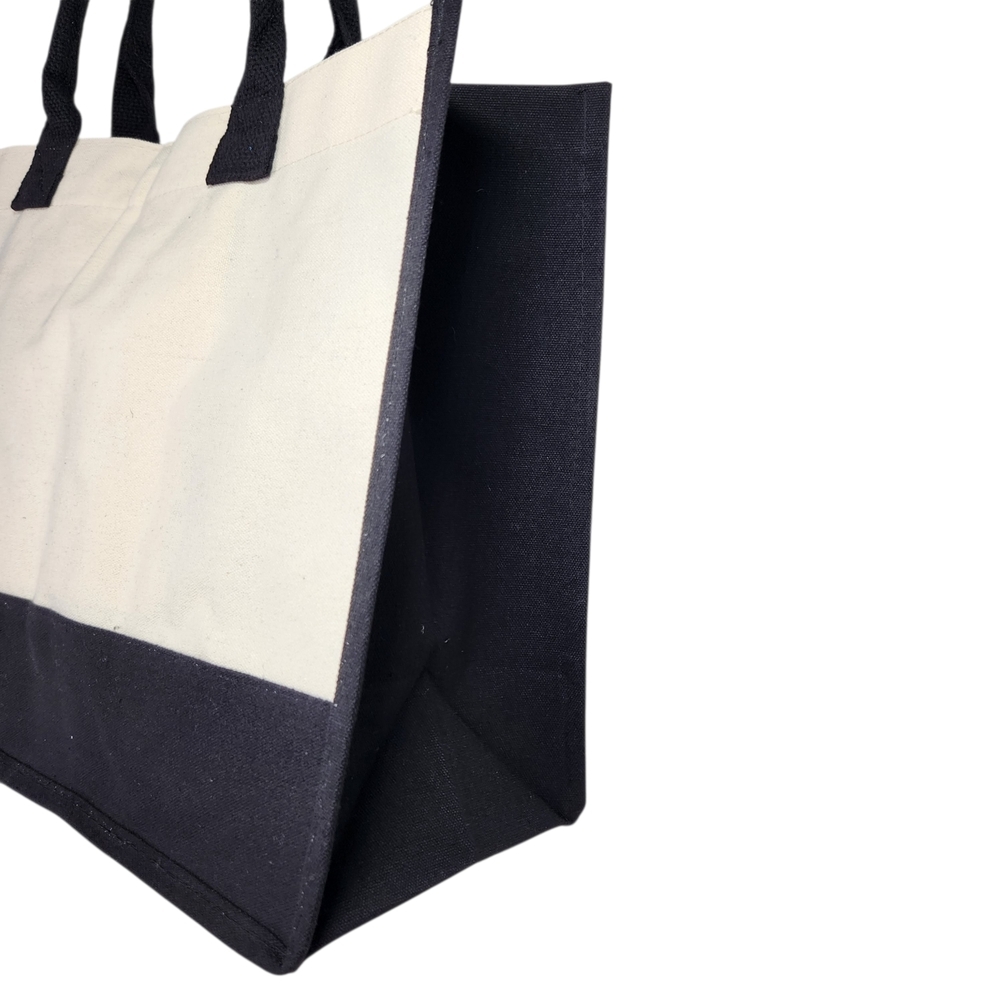 Canvas Monogram “S” Tote Bag Black Cream Cotton Large Shopper Shoulder Bag NWOT - Picture 9 of 12